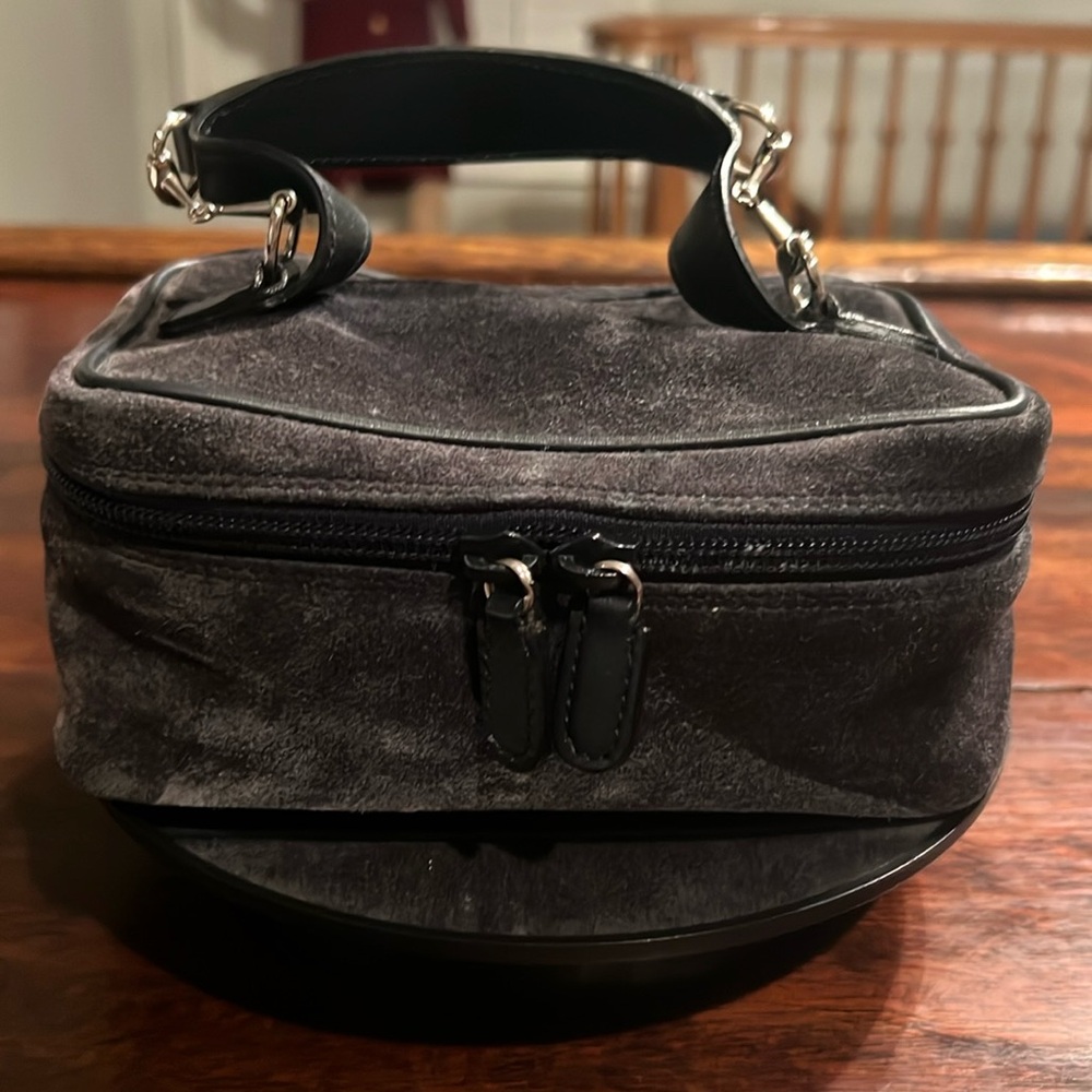 GUCCI Vintage Vanity Cosmetic Case Suede Navy
